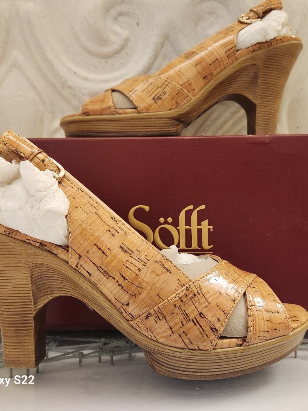 Sofft "Portia" Natural Cork Heeled Sandals. NIB. Size 8 - Picture 1 of 10